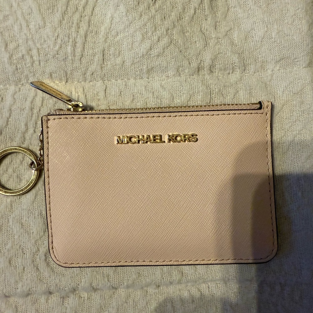 Michael Kors Blush Card Holder with Gold Accents